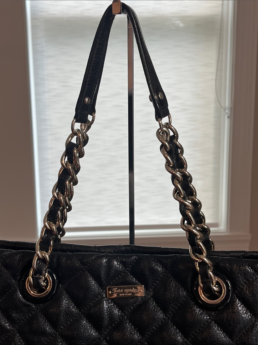 Kate Spade Black Quilted Chainlink Tote - Picture 3 of 16